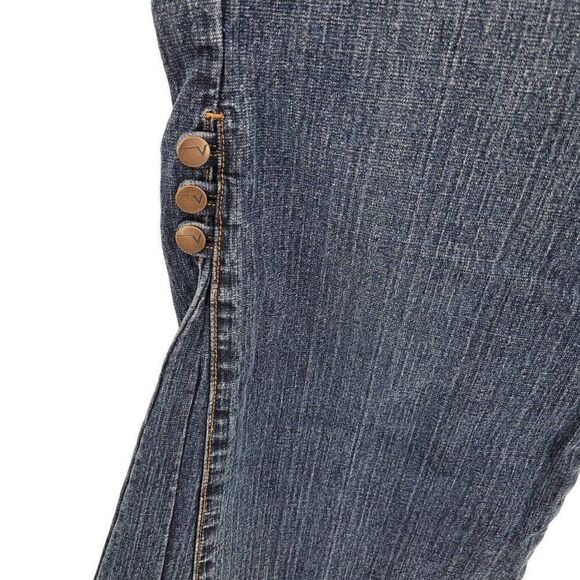 Vintage 80's Venezia High-rise Flare Jeans 16 Dark Wash Button Fly Smooth Bootie - Picture 9 of 16